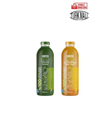Harras ORGANIC 0 GREEN + YELLOW FRUIT JUICE 700 MLX2 PIECES