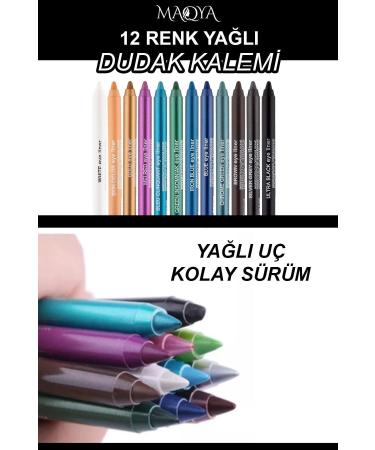 MAQYA Cosmetics 12 Color Neon Eyeliner Oil Eye Pencil Set - Buy Online on GoSupps.com