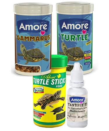 AMORE Gamarus Turtle 250ml Calcium Sticks 250ml AHM Turtle Floating Food Tantivit-T