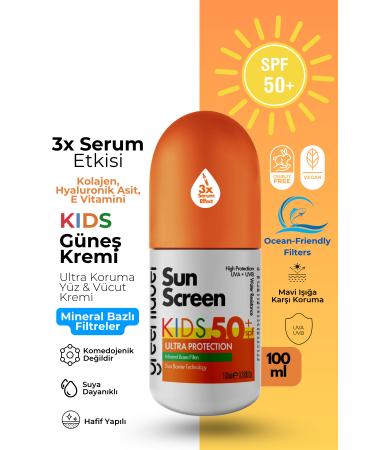 Green Label High Protection Kids Sun Spf 50 Mineral Based Sunscreen Cream for Children 100 ml