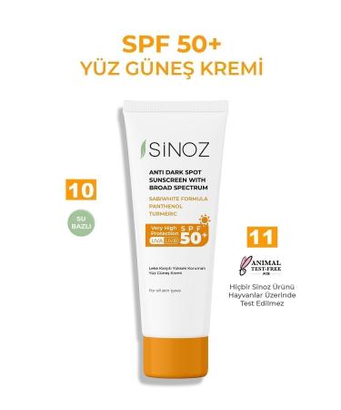 Sinoz Spf 50 Anti-Spot High Protection Face Sun Cream 50 ml For Normal and Dry Skin - Buy Online on GoSupps.com