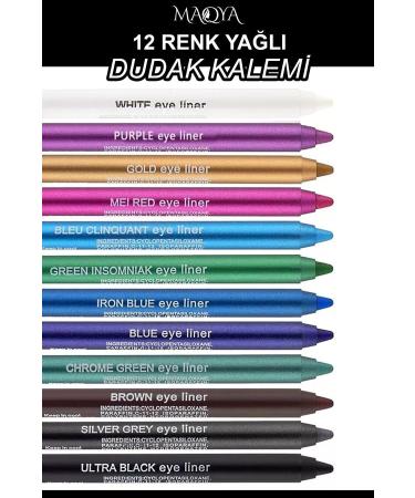 MAQYA Cosmetics 12 Color Neon Eyeliner Oil Eye Pencil Set