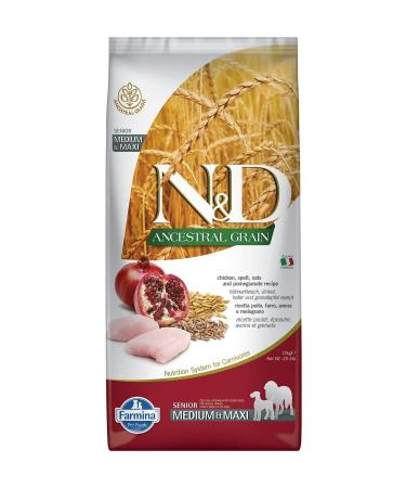 N & D Senior Medium Maxi Low Grain Chicken and Pomegranate Senior Dog Food 12 kg