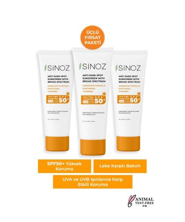 Sinoz SPF 50+ Face Sunscreen - Daily Use for Normal and Dry Skin 50 ML (Set of 3)