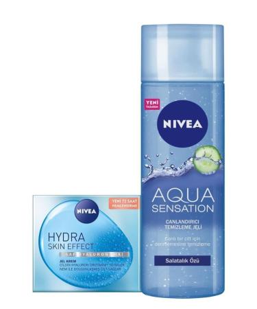 NIVEA Hydra Skin Effect Moisturizing Gel Cream 50ml and Aqua Sensation Facial Cleansing Gel 200ml