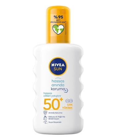 NIVEA SUN Sensitive High Protection Sun Spray 200ml SPF50 Sensitive Skin Moisturizing UVA Protection - Buy Online on GoSupps.com