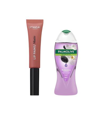Palmolive Moments Blackberry and Orchid Essence Shower Gel 500ml + Loreal Paris Infaillible Lip Paint Matte 201 Lipstick