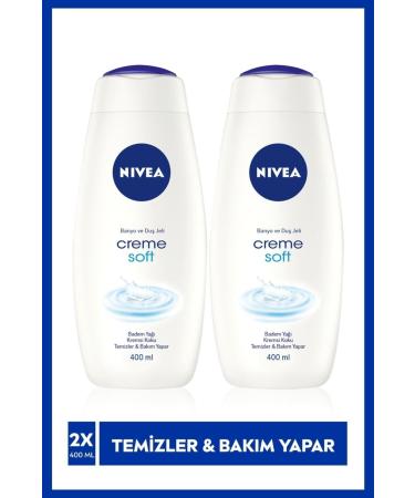 NIVEA Creme Soft Creamy Touch Bath and Shower Gel 400ml Almond Oil Moisturizing Shower Gel x2 Pieces