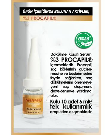 PANORAMA PROFESSIONAL Professional Anti-Hair Loss Ampoule Serum (6 ML * 10 PIECES) %3 Procapil / Vegan - Buy Online on GoSupps.com