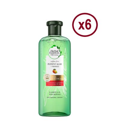 Herbal Essences Aloe + Mango Sulfate Free 380ml Shampoo x6 Pcs