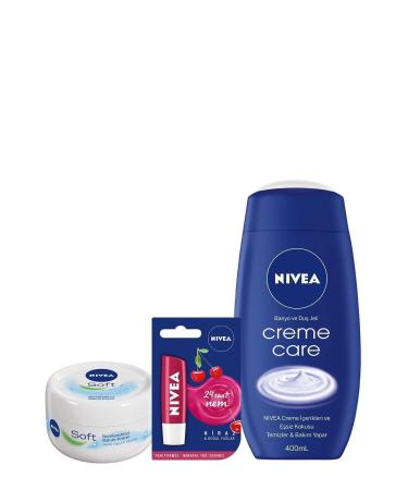 NIVEA Soft 300ml+creme Care Women Shower Gel 400ml+cherry Lip Care Cream