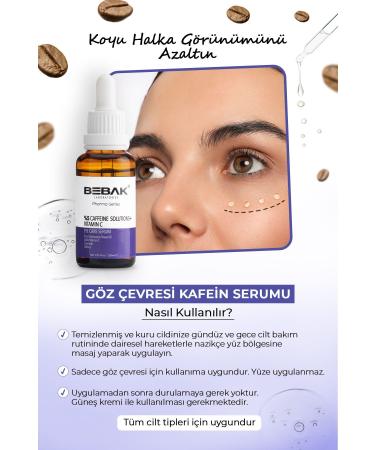 Bebak Pharma Caffeine Containing Eye Contour Care Serum 5% Caffeine Solutions+Vitamin C Eye Care Serum 30ml - Buy Online on GoSupps.com