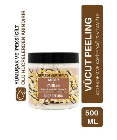 ORIENSE Body Scrub - Warm Vanilla and Amber Richness Contains Bitter Almond Oil and Vitamin E 500ml