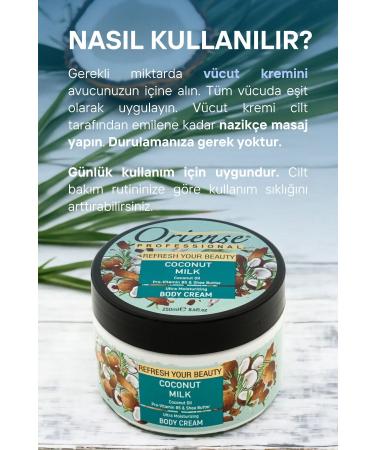ORIENSE Coconut Body Cream - Coconut Oil Shea Butter Glycerin Panthenol and Vitamin-E - Buy Online on GoSupps.com