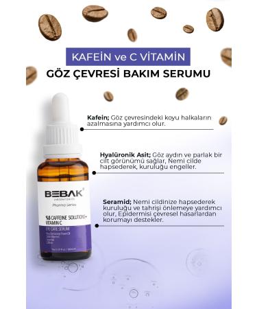 Bebak Pharma Caffeine Containing Eye Contour Care Serum 5% Caffeine Solutions+Vitamin C Eye Care Serum 30ml - Buy Online on GoSupps.com