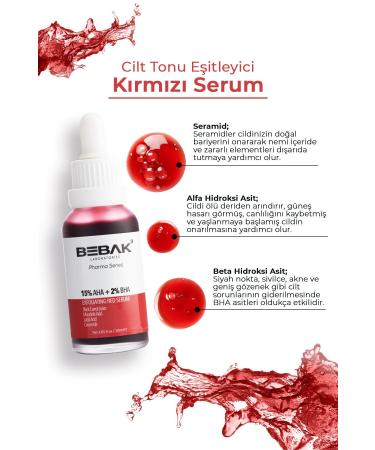 Bebak Pharma AHA+%2 BHA Skin Tone Equalizing Red Peeling Serum Exfoliating Red Serum 30ml - Buy Online on GoSupps.com
