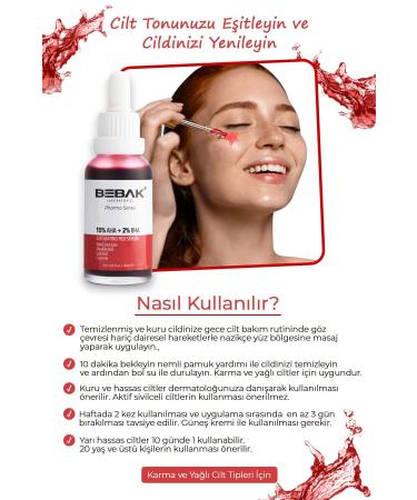 Bebak Pharma AHA+%2 BHA Skin Tone Equalizing Red Peeling Serum Exfoliating Red Serum 30ml - Buy Online on GoSupps.com