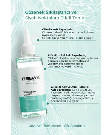 Bebak Pharma Pore Tightening and Blackhead Effective Tonic 200ml (GLYCOLIC ACID 5% AHA) - Buy Online on GoSupps.com