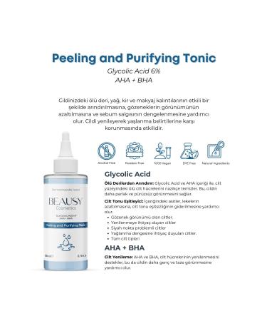 Beausy Cosmetics Revitalizing Pore Tightening and Purifying Toner 200ml (Glycolic Acid 6% AHA + BHA) - Buy Online on GoSupps.com