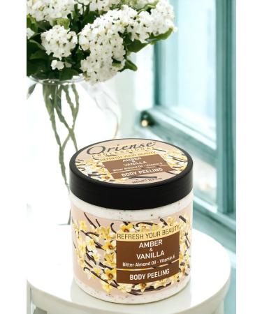 ORIENSE Body Scrub - Warm Vanilla and Amber Richness Contains Bitter Almond Oil and Vitamin E 500ml - Buy Online on GoSupps.com