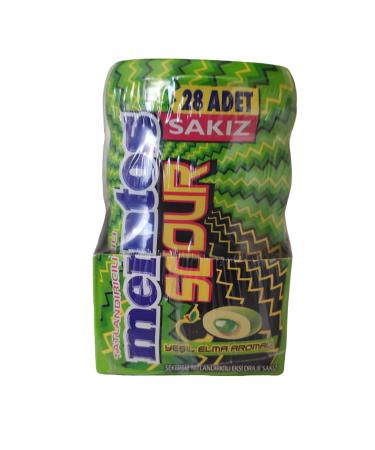 Mentos Sour Green Apple Flavored Dragee Gum 56 g. * 6 Pieces
