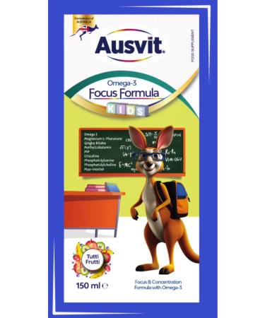 Ausvit Kids Omega 3 and Focus Formula Syrup 2 Boxes Concentration Formula Syrup with Omega 3 150mL - Buy Online on GoSupps.com