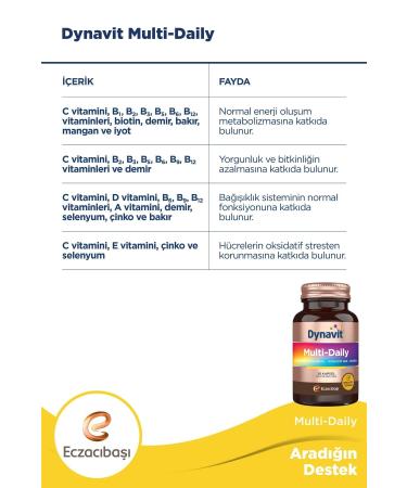 Dynavit Multi-daily Multivitamin&Mineral-Coenzyme Q10-Rodiola 30 Capsules - Buy Online on GoSupps.com
