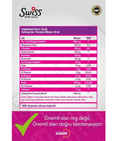 Bork Swiss Natural 4-Set Collagen Beauty Complex 60x20ml Collagen Stick Shot 60 Type I-II-III Biotin-Magnesium-B12 - Buy Online on GoSupps.com