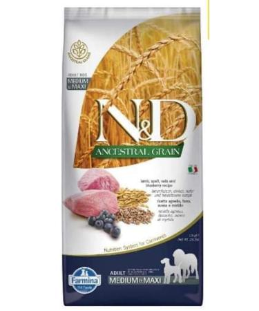 NDA N&d Ancestral Grain Low Grain Lamb Blueberry Medium and Large Breed Puppy Dog 12 kg