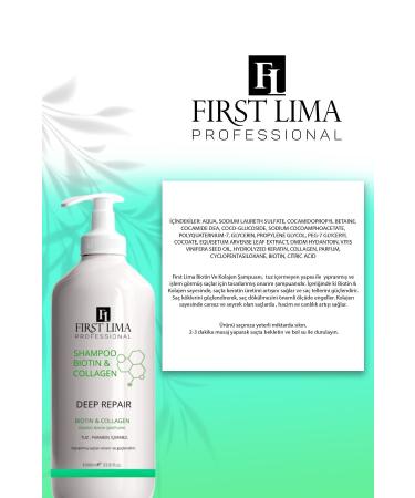 First Lima Professional Biotin & Collagen Shampoo - Strong Effect Against Hair Loss Repair Care and Vitality 1000 ml - Buy Online on GoSupps.com