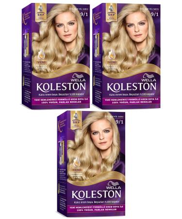 Wella Kit 9/1 Special Light Ash Blonde Hair Dye X 3 Pieces