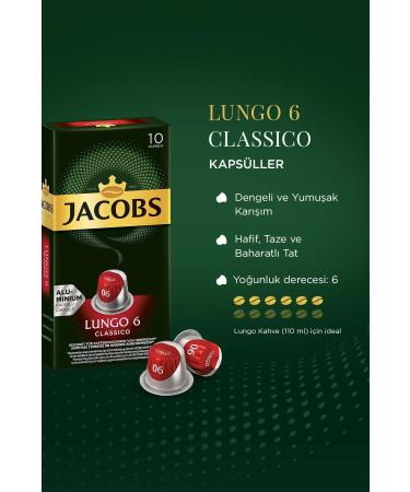 Jacobs Lungo 6 Classic Nespresso Compatible Aluminum Coffee Capsules 10 Pieces X 5 Packs - Buy Online on GoSupps.com