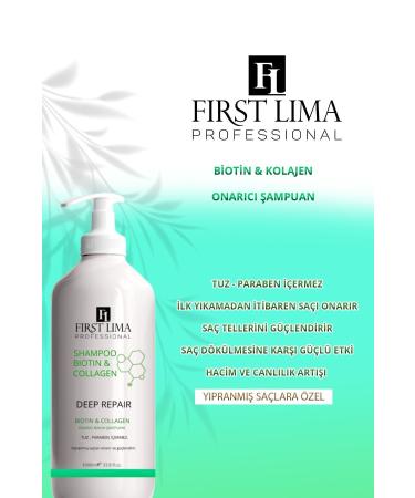 First Lima Professional Biotin & Collagen Shampoo - Strong Effect Against Hair Loss Repair Care and Vitality 1000 ml - Buy Online on GoSupps.com