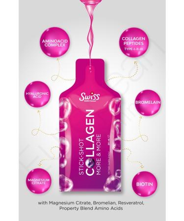 Bork Swiss Natural 4-Set Collagen Beauty Complex 60x20ml Collagen Stick Shot 60 Type I-II-III Biotin-Magnesium-B12 - Buy Online on GoSupps.com