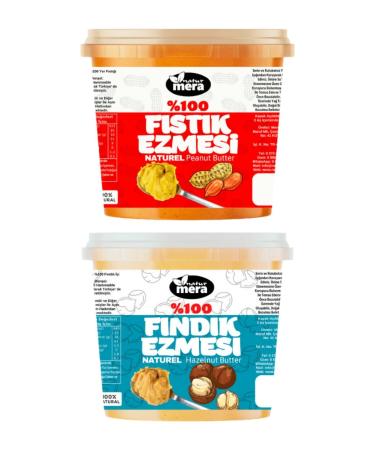 Naturmera 0 Pure Sugar Free Peanut Butter 1000 G + Hazelnut Butter 1000 G