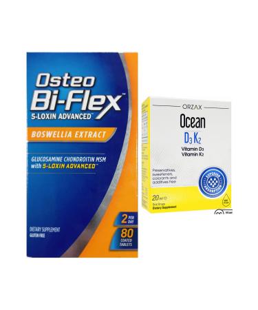 Osteo Bi-Flex 5-Loxin Advanced Boswella Extract 80 Tablets + Ocean D3k2 Drops 20ml