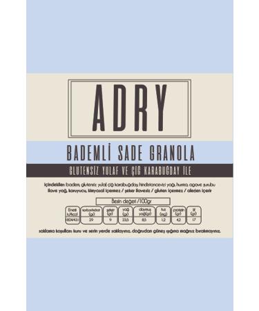 ADRY Almond Plain Granola/vegan and gluten-free/250gr/breakfast/no added sugar/no additives - Buy Online on GoSupps.com