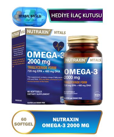 Nutraxin Omega 3-(EPA 720+DHA 480) - (Triglyceride) 60 Pieces Soft Gel 2000 Mg