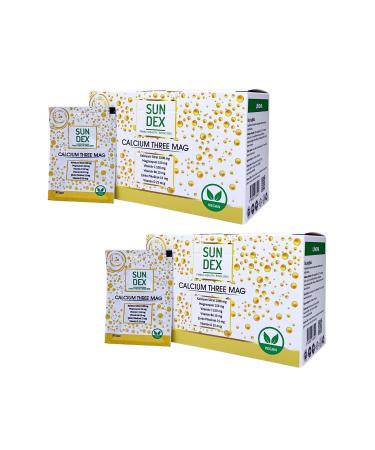 Sun Dex Family Health Since 2021 2-Pack Calcium Three Mag Calcium Citrate Magnesium Vitamin C B6 D and Zinc Picolinate 30 Sachets