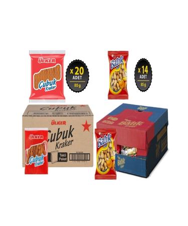 Ulker Stick Cracker 80 Gr 20 Pieces Eti Fish Cracker 85 Gr 14 Pieces Giant Package Legendary Flavors
