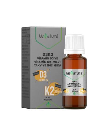 Venatura D3k2 Vitamin D3 And Menaquinon 7 Food Supplement 20 ml
