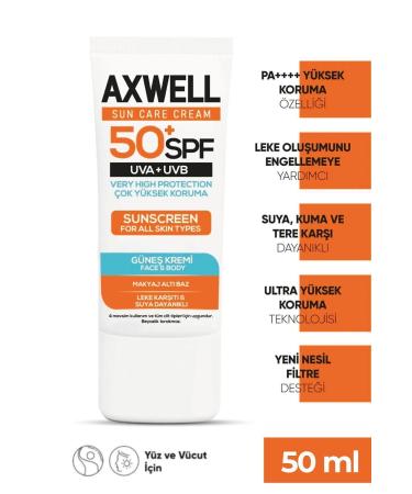AXWELL Spf 50+ Anti-Spot Moisturizing High Protection Sun Cream 50 ml