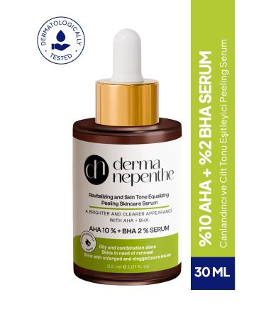 Derma Nepenthe AHA & BHA Skin Care Serum 30 Ml - Revitalizing and Skin Tone Equalizing Red Peeling