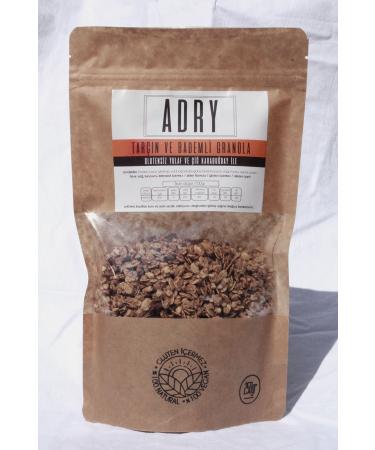ADRY Cinnamon and Almond Granola/vegan and gluten-free/250gr/breakfast/no added sugar/additive-free