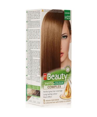 MM Beauty Herbal Hair Dye M22 Light Blonde Caramel 110 Gr (50 Gr Dye Tube 60 Gr Oxidizer)