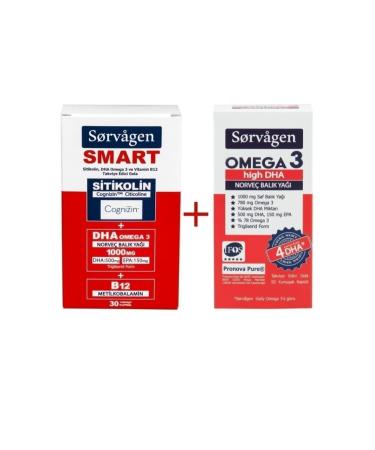 Sorvagen Smart Citicoline Dha Omega 3 B12 (30 Capsules) + Omega 3 High Dha Norwegian Fish Oil