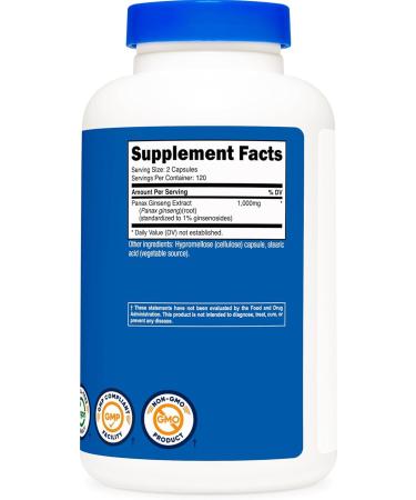 Nutricost Panax Ginseng 1000 mg 240 Capsules - Buy Online on GoSupps.com