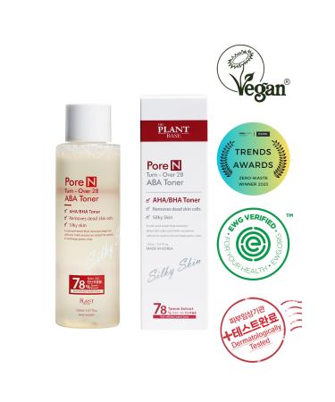 The Plant Base Pore N Turn-Over 28 dead skin removal AHA/BHA ABA Toner 150ml