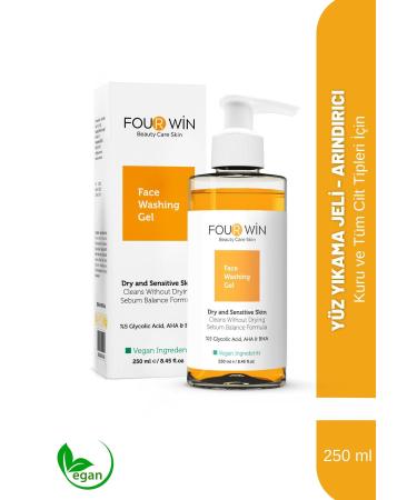 Four Win Sensitive & Dry (All Skin Types) Face Wash Gel (5% Glycolic Acid Aha&bha)