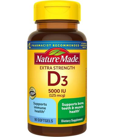 Nature Made D3 Extra Strength 5000 Iu 90 Softgels